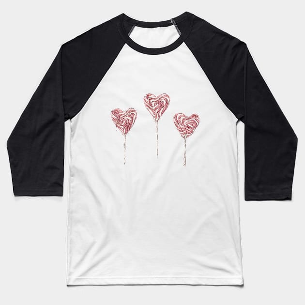 Heart-shaped Lollipops Baseball T-Shirt by DopePOD